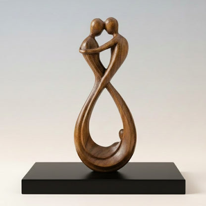 Elegant Infinity Couple Wooden Sculpture