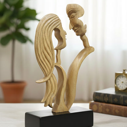 The "Mirror Souls" Hand-Carved Wooden Abstract Sculpture