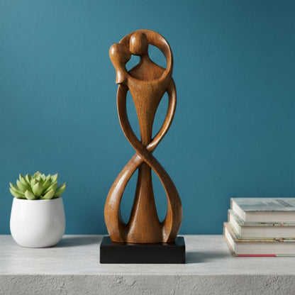 Infinity Embrace Wooden Couple Sculpture