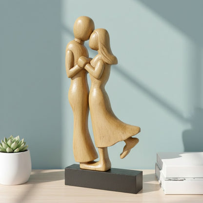 Graceful Wooden Couple Romantic Figurine