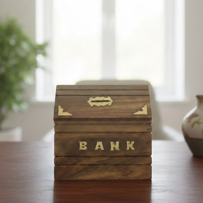 Polished Handmade | Wooden Piggy Bank | Inlay Work