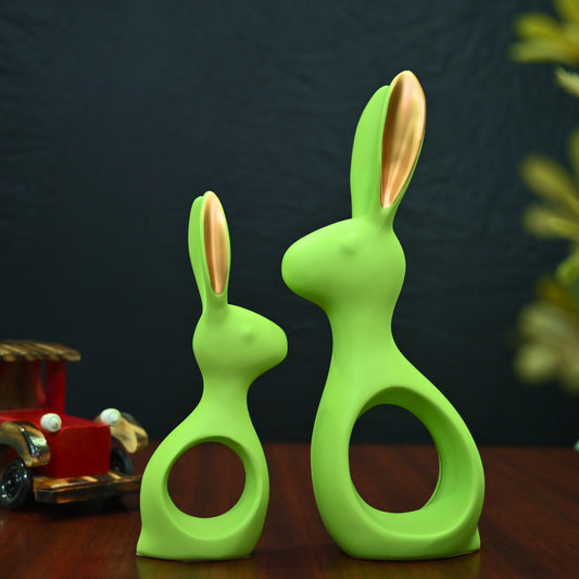 Ceramic Green Rabbits Artisan Alley Home Décor Set Figurine