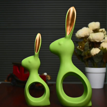 Ceramic Green Rabbits Artisan Alley Home Décor Set Figurine