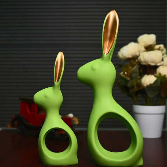 Ceramic Green Rabbits Artisan Alley Home Décor Set Figurine