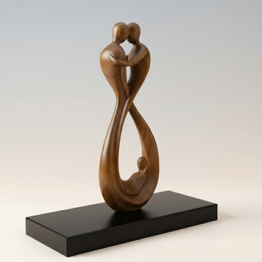 Elegant Infinity Couple Wooden Sculpture