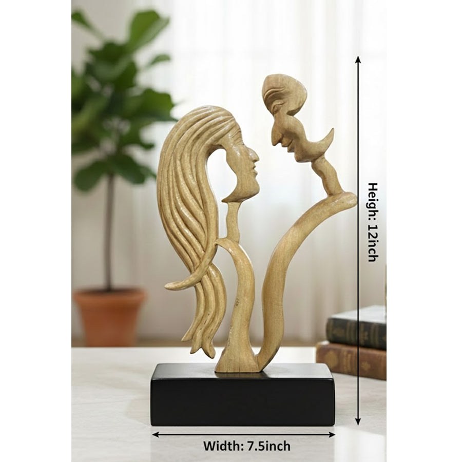 The "Mirror Souls" Hand-Carved Wooden Abstract Sculpture