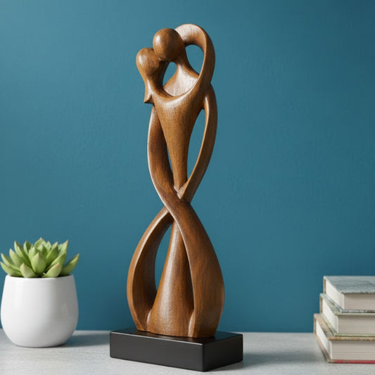 Infinity Embrace Wooden Couple Sculpture