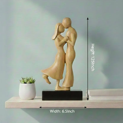 Graceful Wooden Couple Romantic Figurine